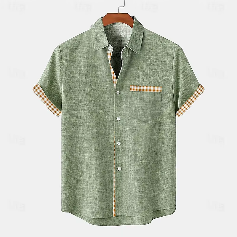 T-shirt hawaïen en lin respirant pour hommes, mode décontractée, vêtements de rue en plein air, bord