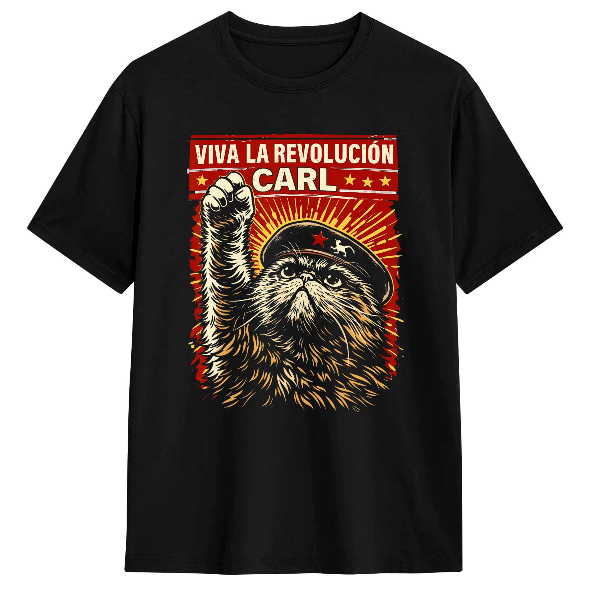 T-shirt Harajuku d'été Viva La Revolucion Cat Raised Fist, T-shirts rétro à la mode, T-shirt en coto