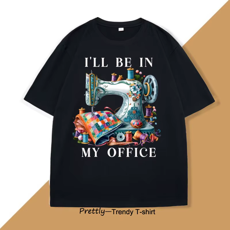 Machine à coudre t-shirt hommes femmes je serai dans mon bureau couture t-shirt coton à manches cour