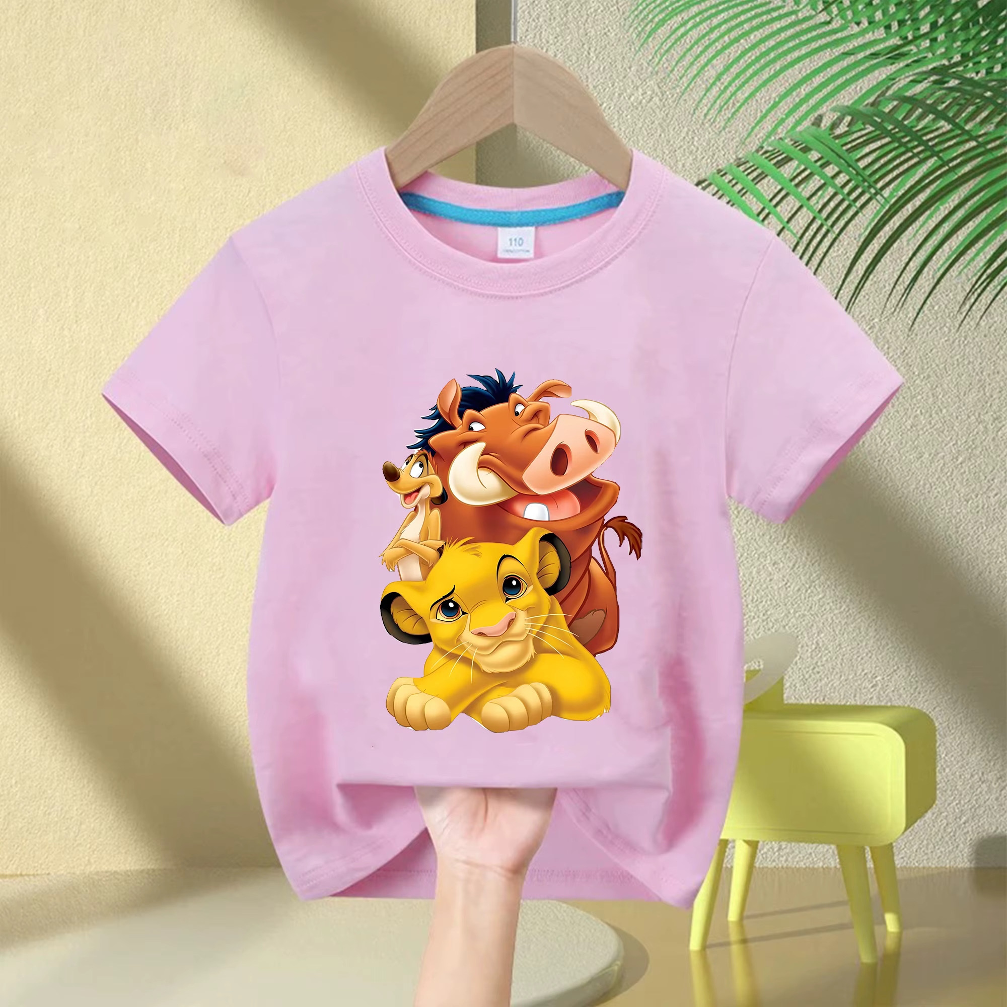 T-shirt Enfant Imprimé Roi Lion Simba Tendance et Cool, Coton Respirant Été 2026, Manches Courtes Pa