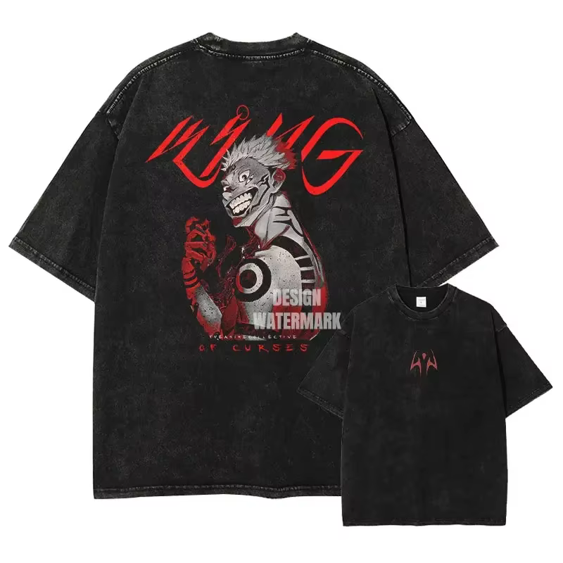 Anime j-jujutsu k-kaisen t-shirts Vintage lavé CHOSO T-shirt surdimensionné à manches courtes Fushig