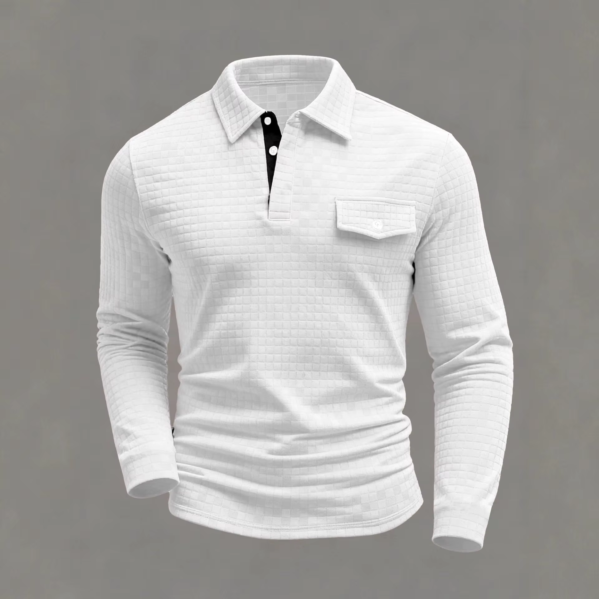 Polo classique pour hommes, Design décontracté quotidien, avec motif d'échiquier, poches plaquées su