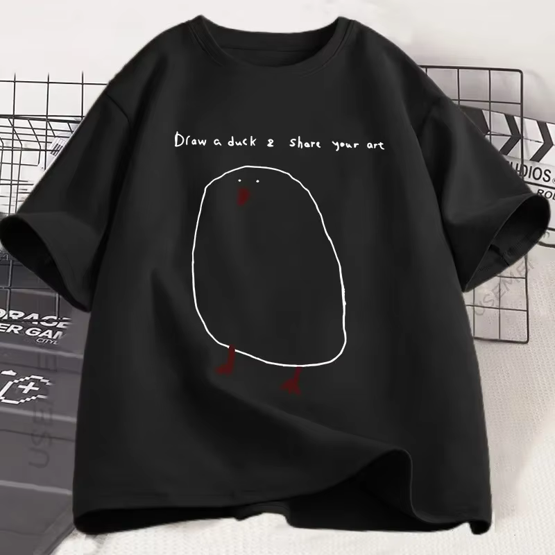 Drôle dessin canard T-shirt femmes décontracté drôle imprimé T-shirt été à manches courtes Cool col