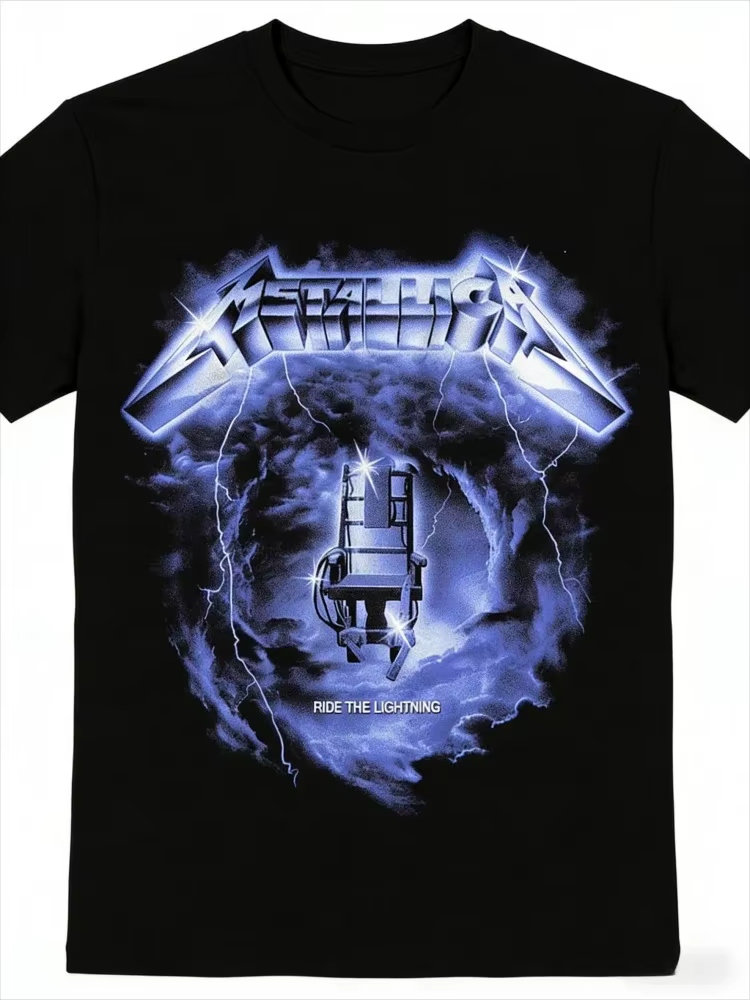 T-shirt avec impression graphique de la couverture du nouvel album METALLICA, groupe de heavy metal 