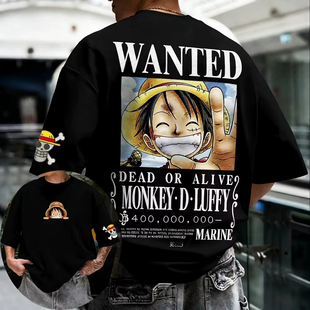 T-shirt imprimé ONE PIECE Monkey D. Luffy pour hommes et femmes, vêtements pour enfants et parents, 