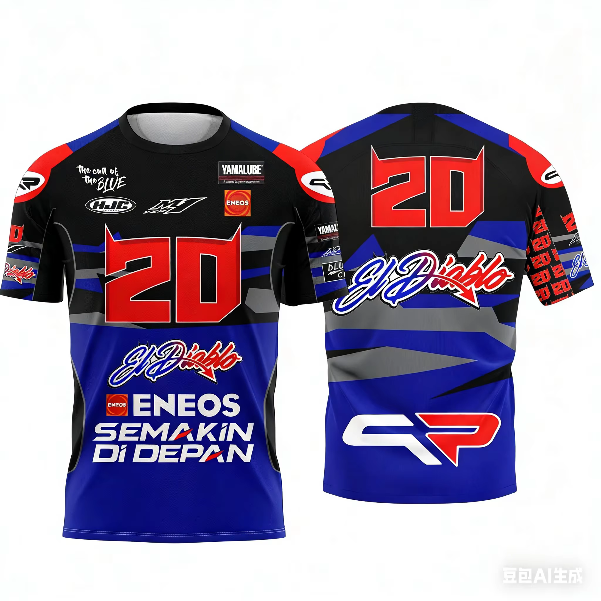 T-shirt à manches courtes pour hommes, motif imprimé en 3d, pour fans de course de moto n° 20, quatr