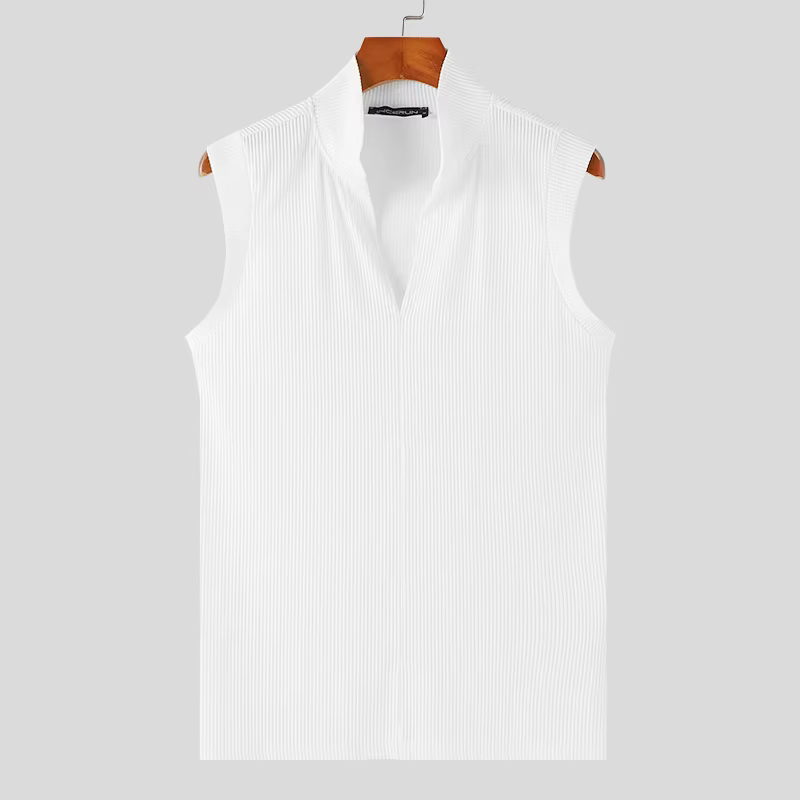 2024 hommes débardeurs couleur unie col en V sans manches été Streetwear hommes gilets Fitness mode 