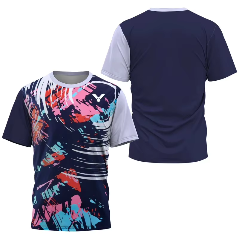 2025 T-shirt respirant de badminton et de tennis, vêtements de sport à la mode pour hommes, haut de 