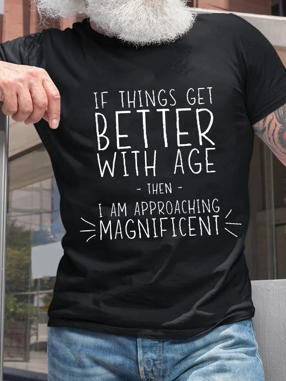 T-shirt en coton à col rond pour hommes, mot drôle, si les choses s'améliorent avec l'âge, je suis m