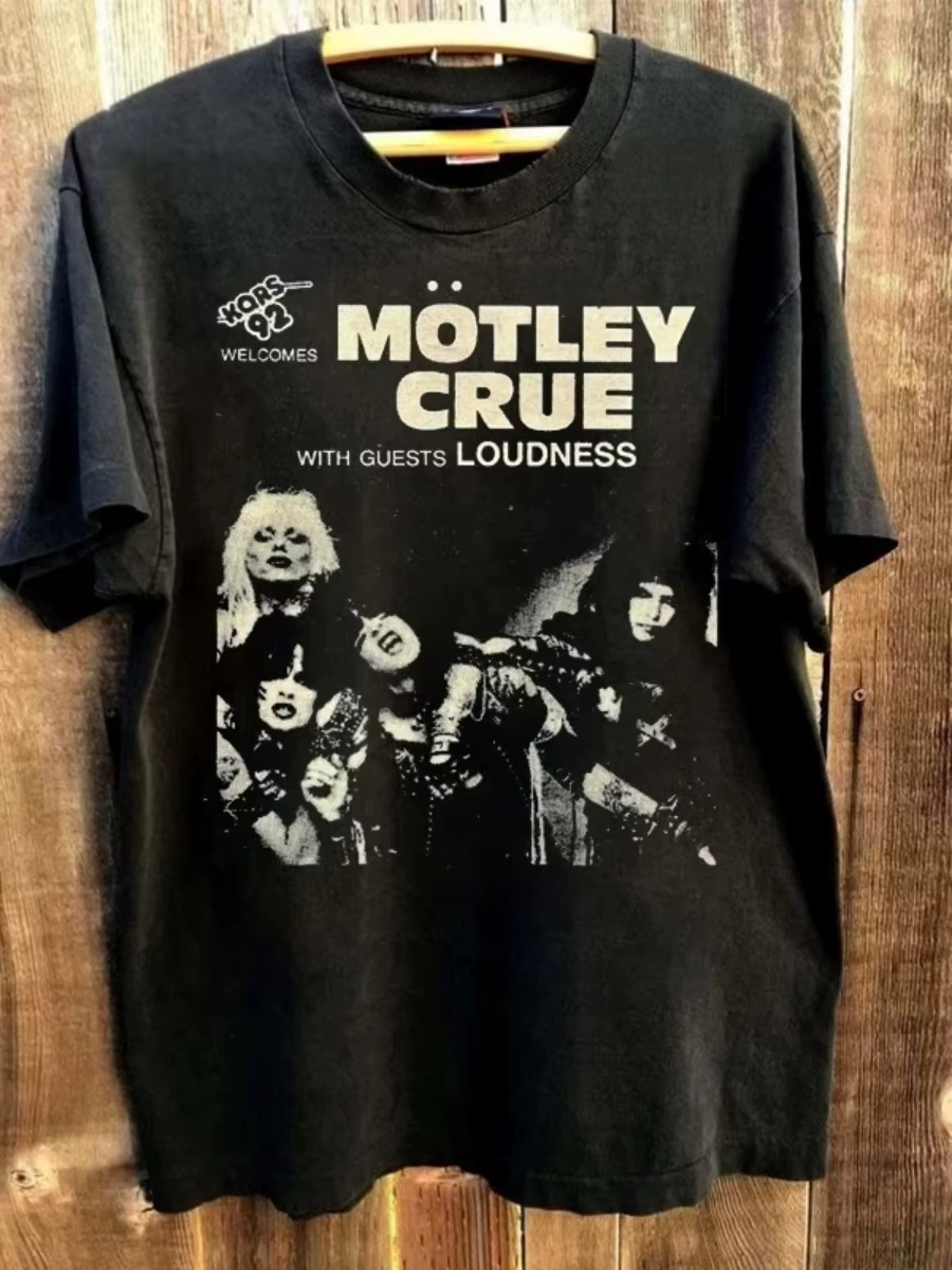 T-shirt à manches courtes pour hommes et femmes, noir basique, style classique, avec Logo Motley Cru