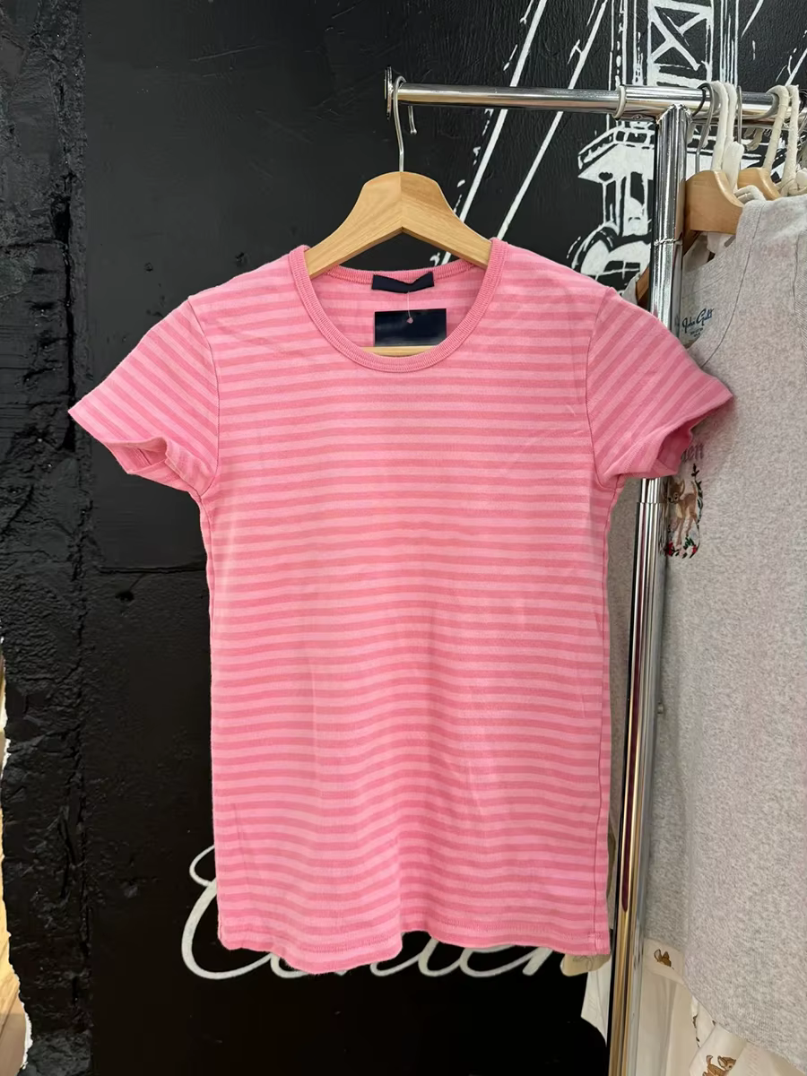 Économie rayés à manches courtes pour femmes, t-shirts minces pour femmes, col rond, style preppy, d