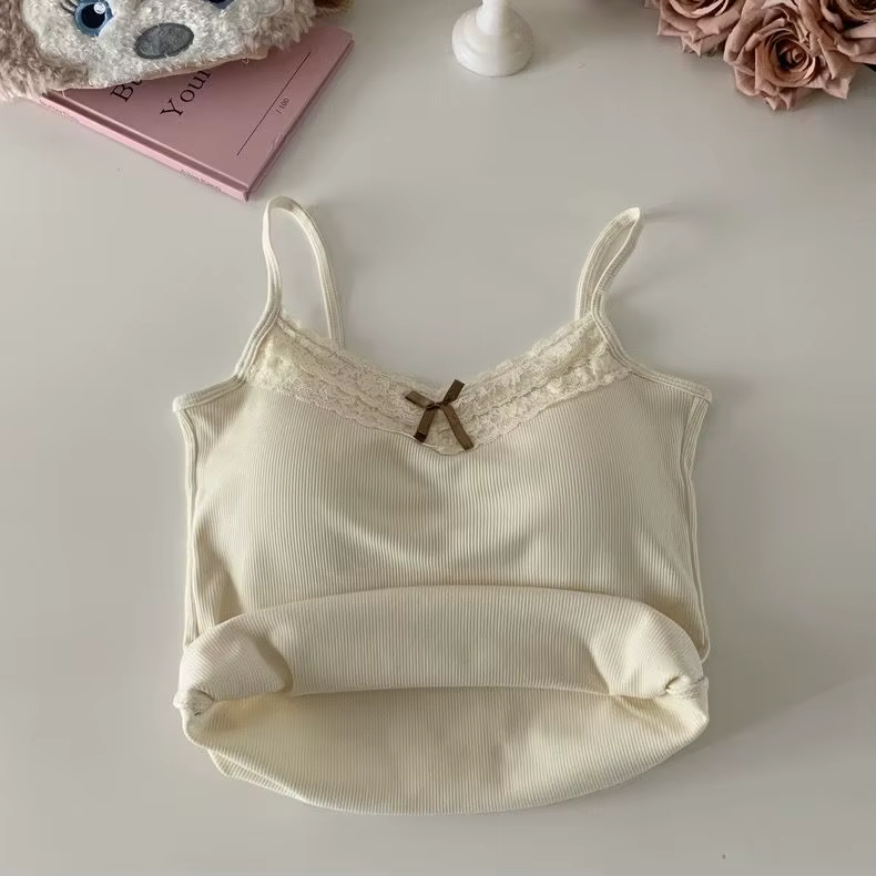 Débardeurs Camisole Sexy pour Femmes avec Nœud, Haut Corset Sans Manches avec Coussinets de Poitrine