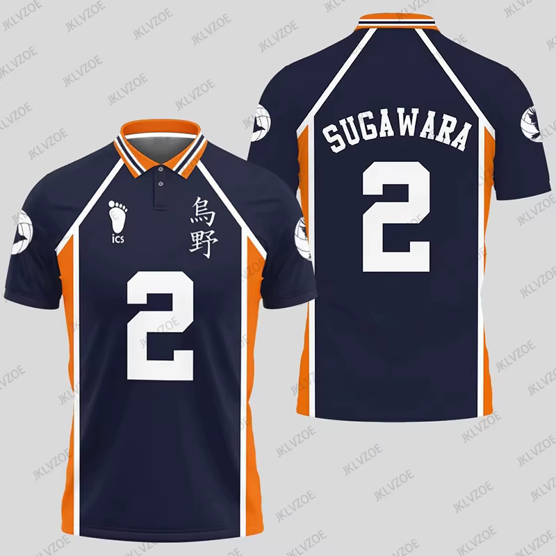 Chemises polo de cosplay Anime Haikyuu Hinata, manches courtes, pour hommes, uniformes de volley-bal