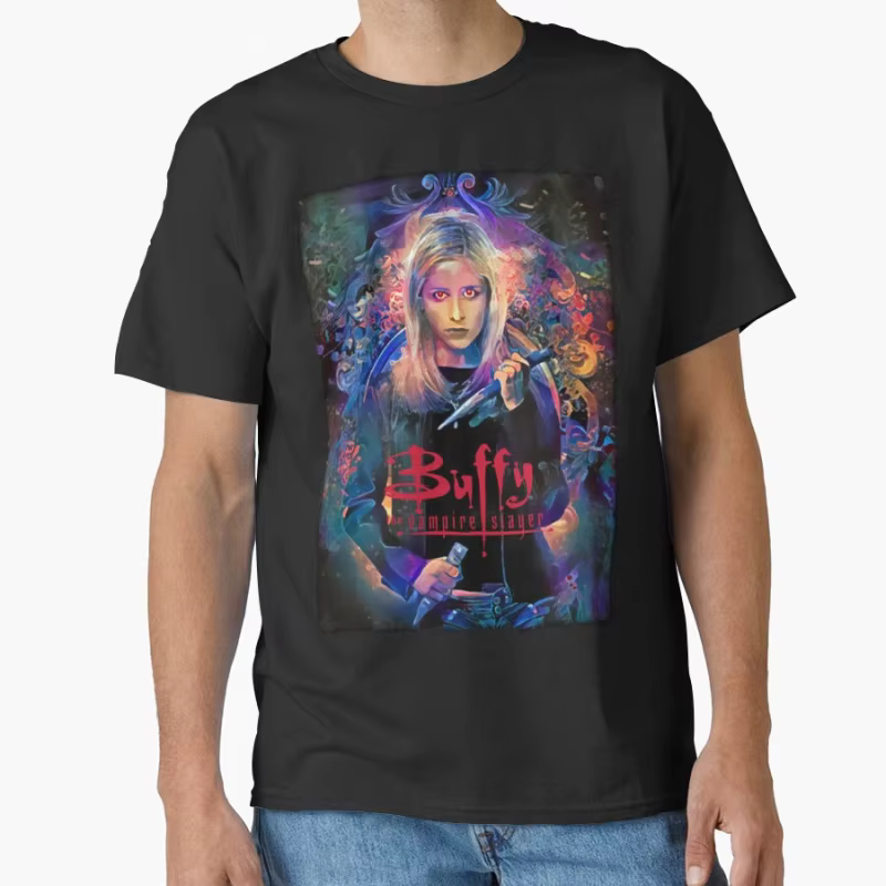 Film effrayant Vintage The Buffy Vampire Slayer films d'horreur T-shirt classique pour hommes grande