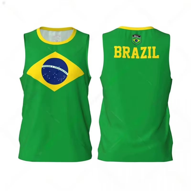 Débardeur de football américain style Brésil, imprimé 3D, tendance été, ample et respirant, pour le 