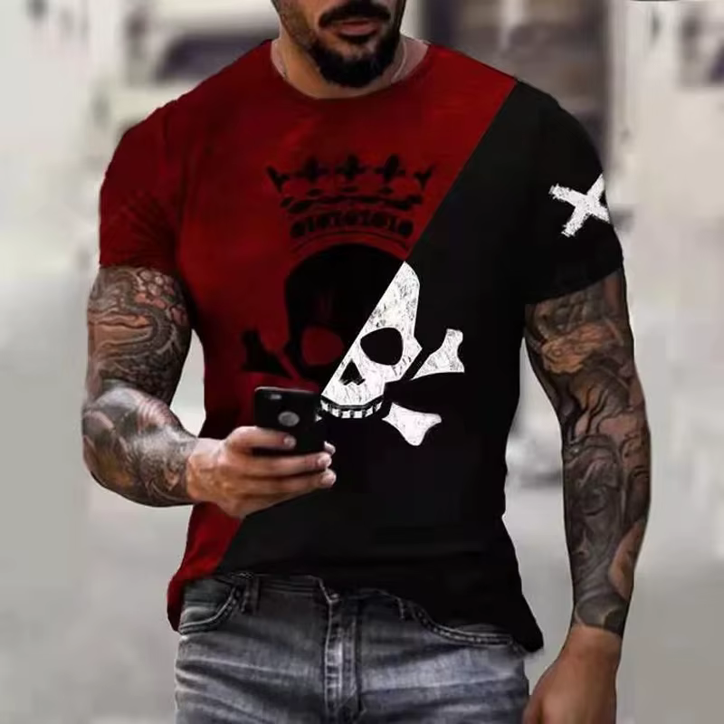 2024 nouveau T-shirt surdimensionné pour hommes décontracté à manches courtes Hip Hop visage sourian