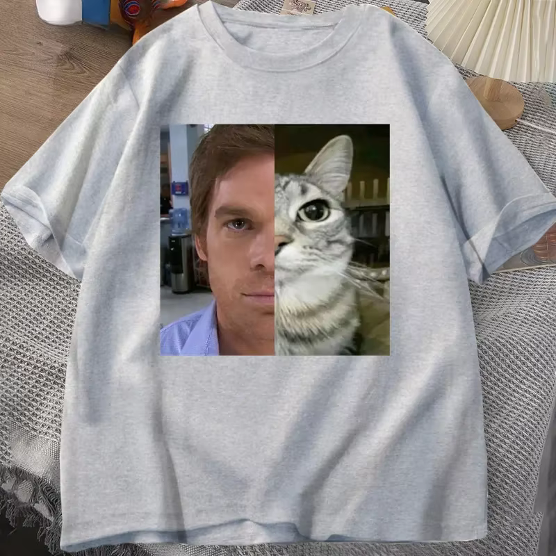 Dexter Morgan Cat T-shirts Funny Short Sleeve O Neck Tshirt Unisex Streetwear Women Clothes Harajuku