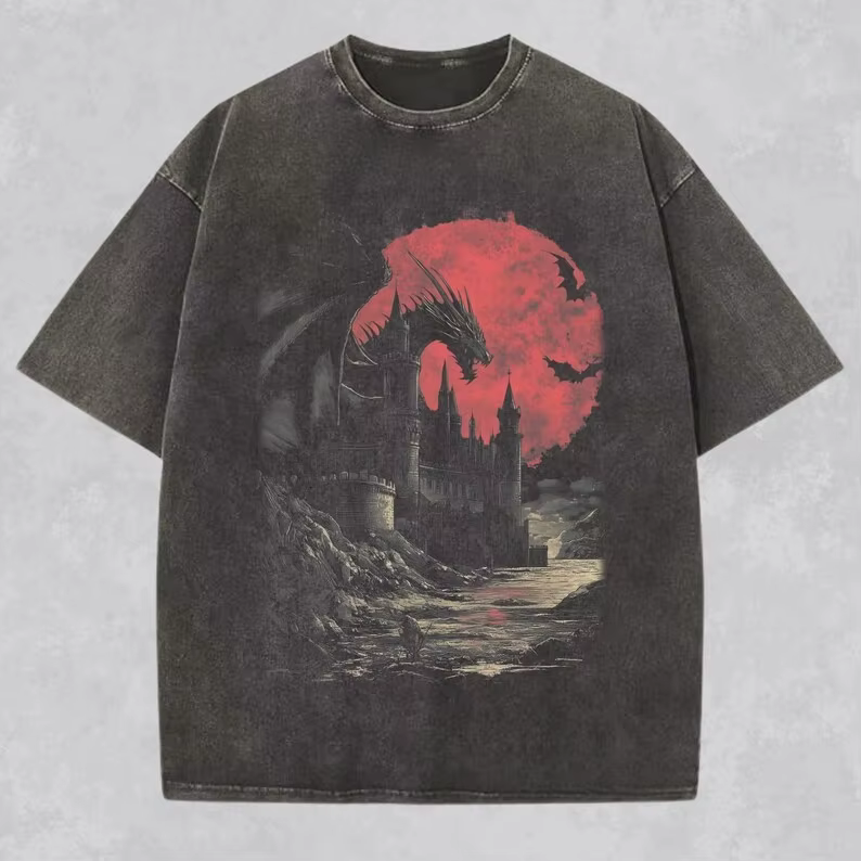 Chemise Dragon T-shirt graphique médiéval confortable coloré hommes dames cadeau T-shirt fantaisie f