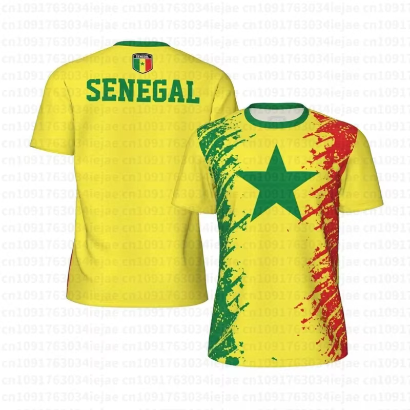 T-shirt de sport respirant à séchage rapide pour homme, imprimé 3D drapeau du Sénégal, maillot de fo
