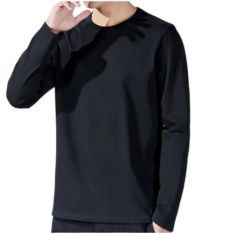 T-shirt à manches longues pour hommes, en coton, couleur unie, vêtements pour hommes, manches longue