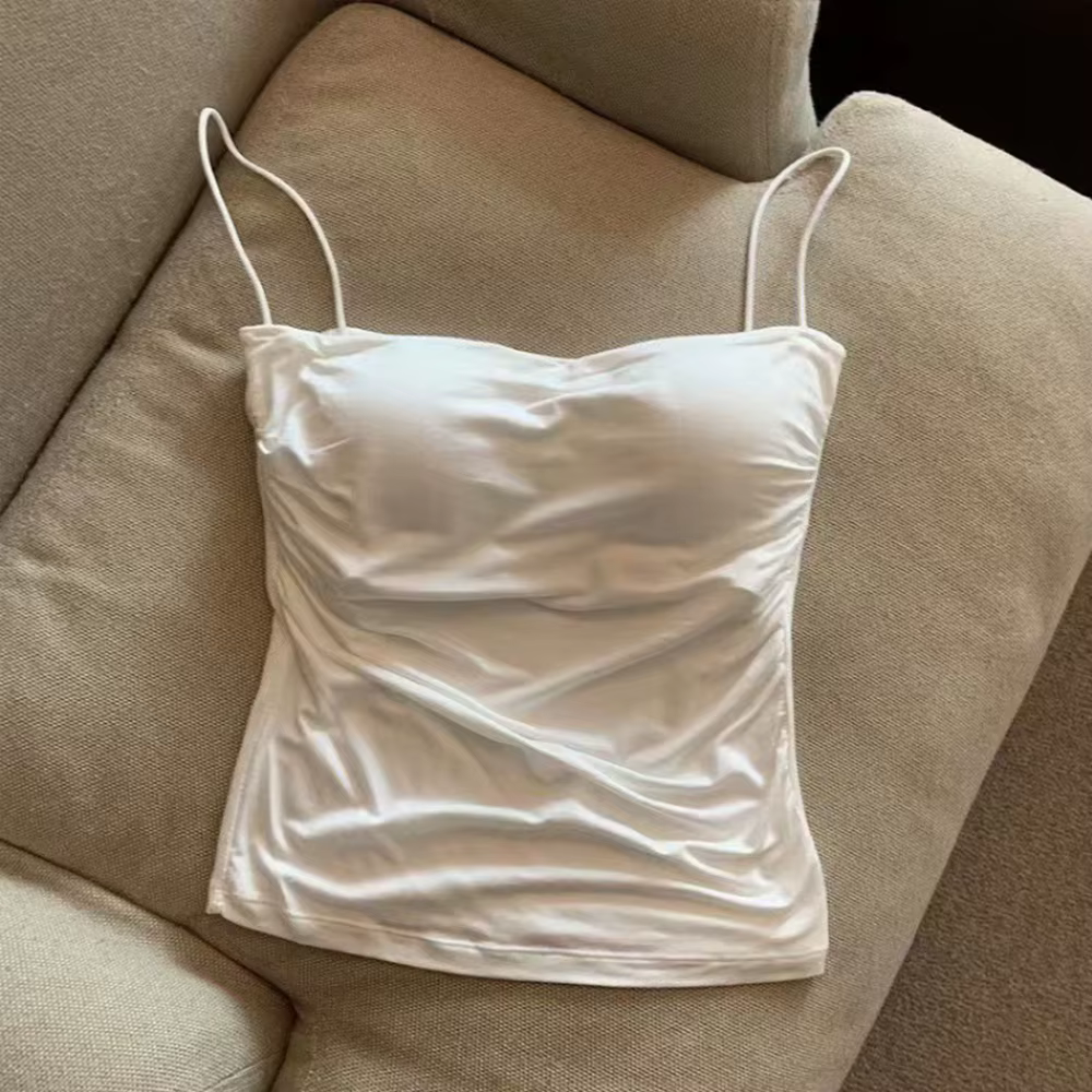 Débardeurs pour femmes avec soutien-gorge intégré, débardeurs à bretelles spaghetti pour femme, coul
