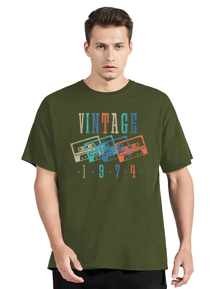 Fabriqué en 1974 édition limitée coton T-shirt hommes Streetwear décontracté T-shirt nouveau col ron