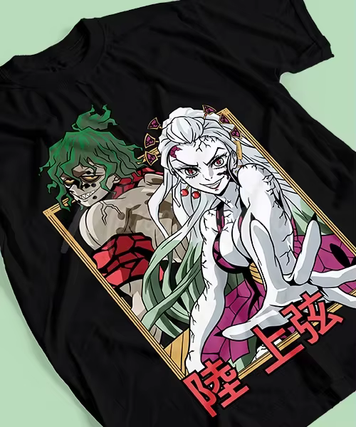 T-shirt d'été pour hommes, col rond, manches courtes, Anime Demon Slayer Daki&Gyutaro