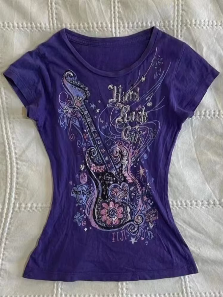T-shirts courts à manches courtes pour femmes, style Y2K, décontractés, vintage américain, punk goth