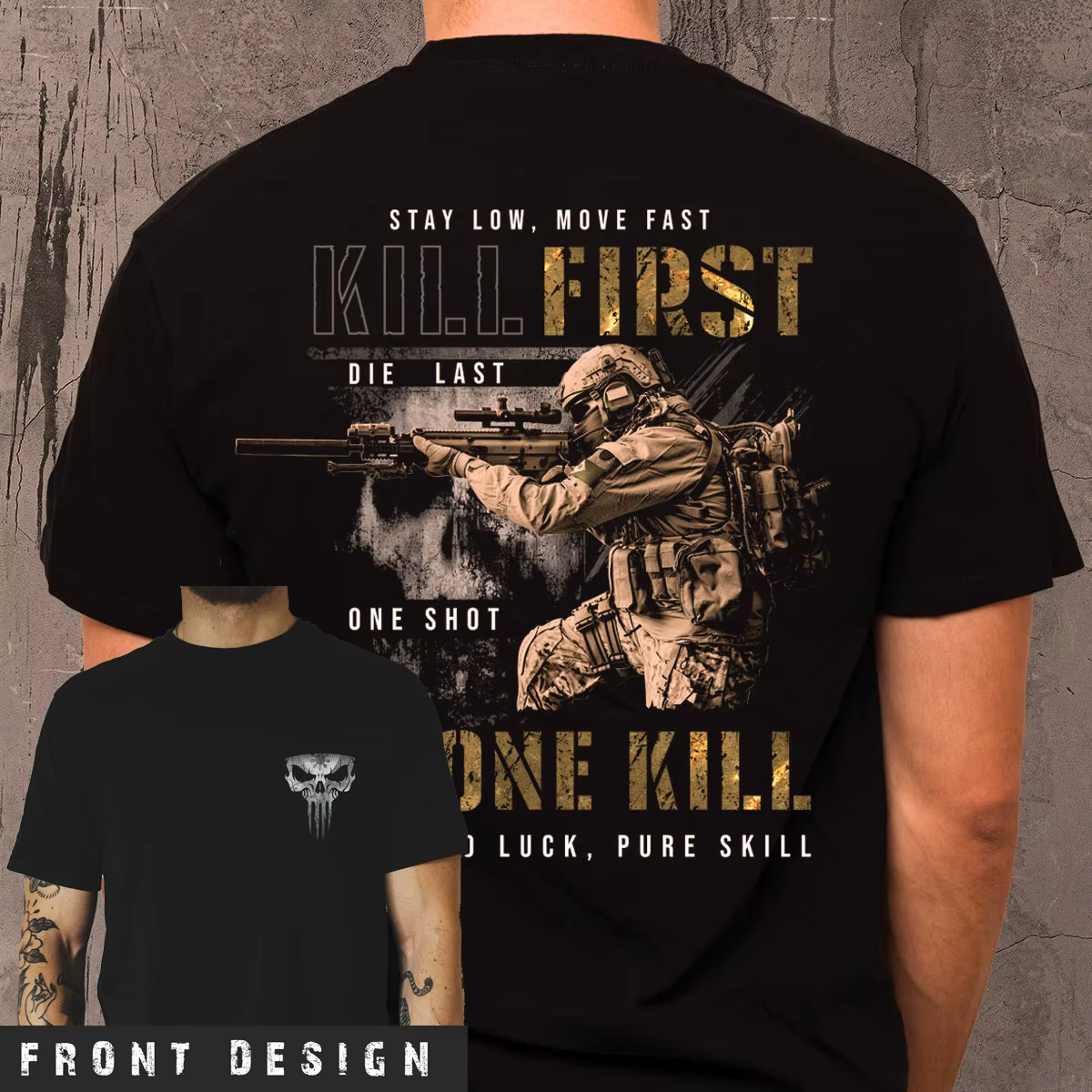 Restez le faible mouvement rapide. T-Shirt de Sniper militaire nouveau 100% coton col rond manches c