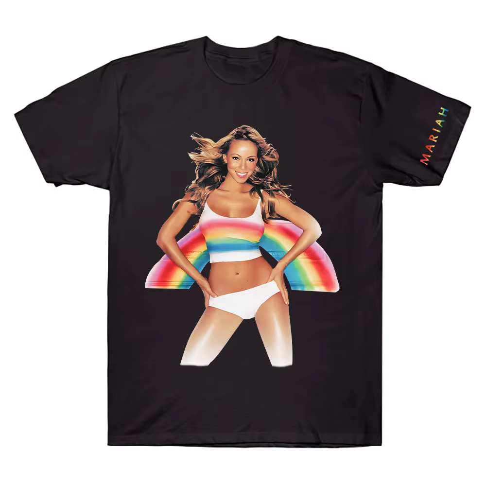 Mariah Carey Merch T-Shirt arc-en-ciel pour hommes femmes t-shirts en coton créatifs col rond à manc