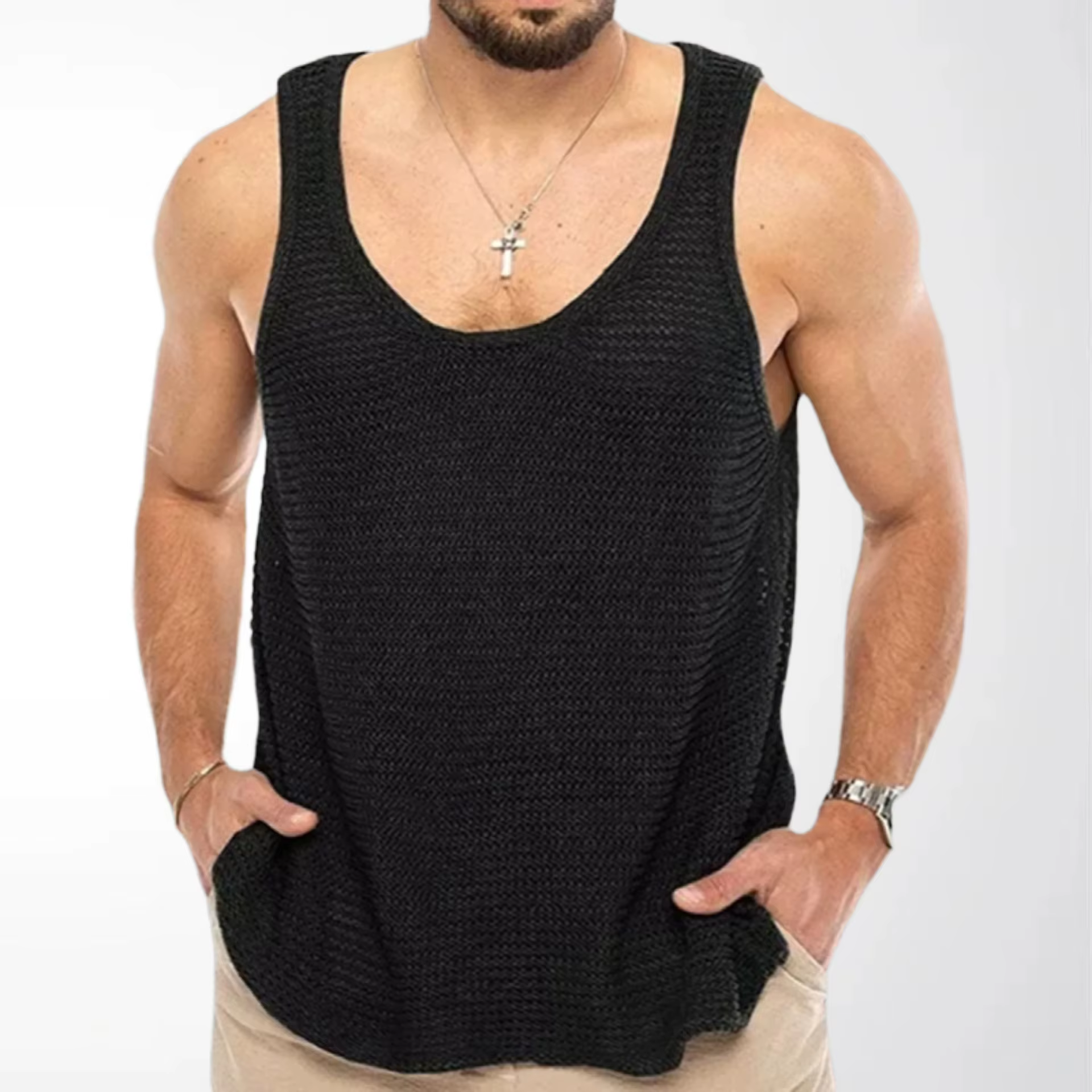 Nouveaux débardeurs d'été pour hommes, gilet de sport en tricot ample, mode solide 100% Viscose, T-s