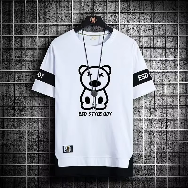 T-shirt pour hommes manches courtes hommes t-shirts Style coréen Streetwear imprimé Harajuku surdime