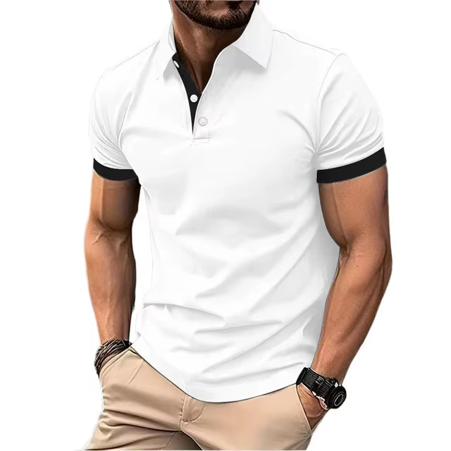 Polo décontracté à manches courtes pour hommes, coupe couvertes, Économie bloquant les documents, St