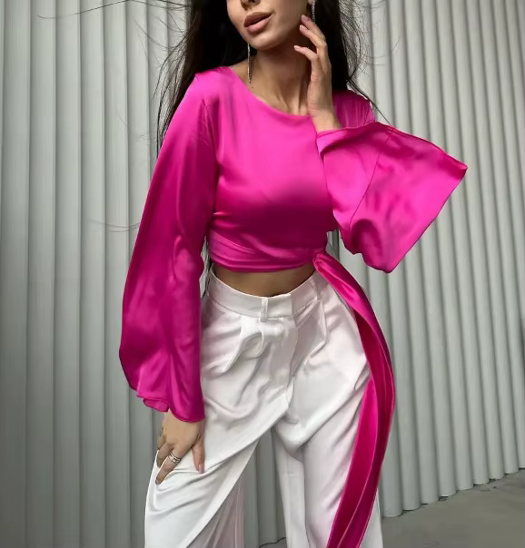 T-shirt à manches longues pour femmes, Design de sangle, à la mode, pour Banquet, automne 2025