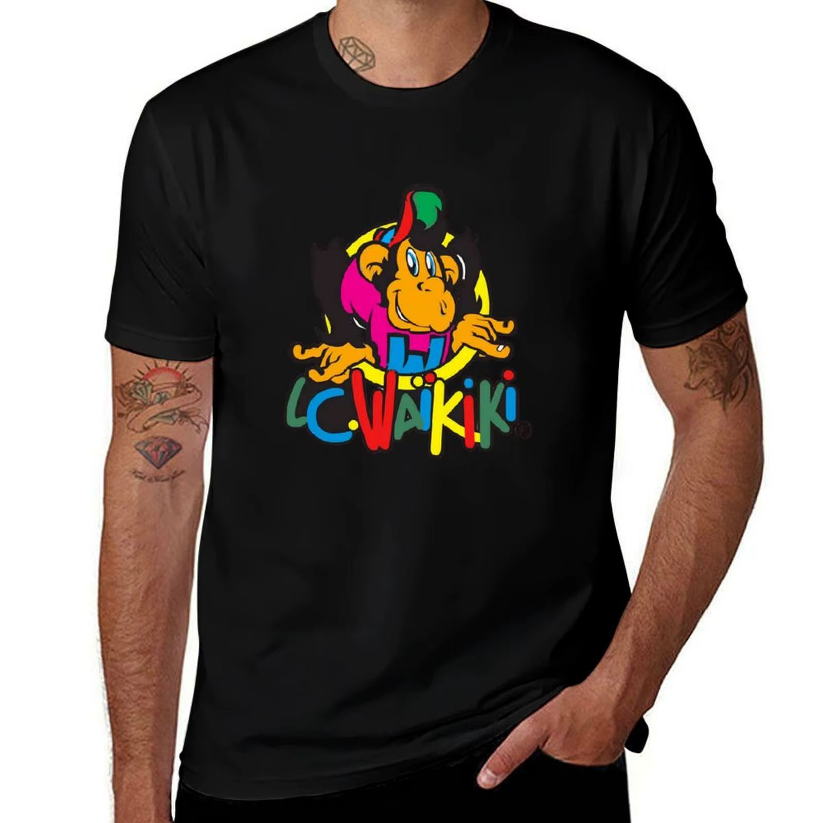 Lc Waikiki Monkey T-Shirt Athletic Fit Sports Top à manches courtes