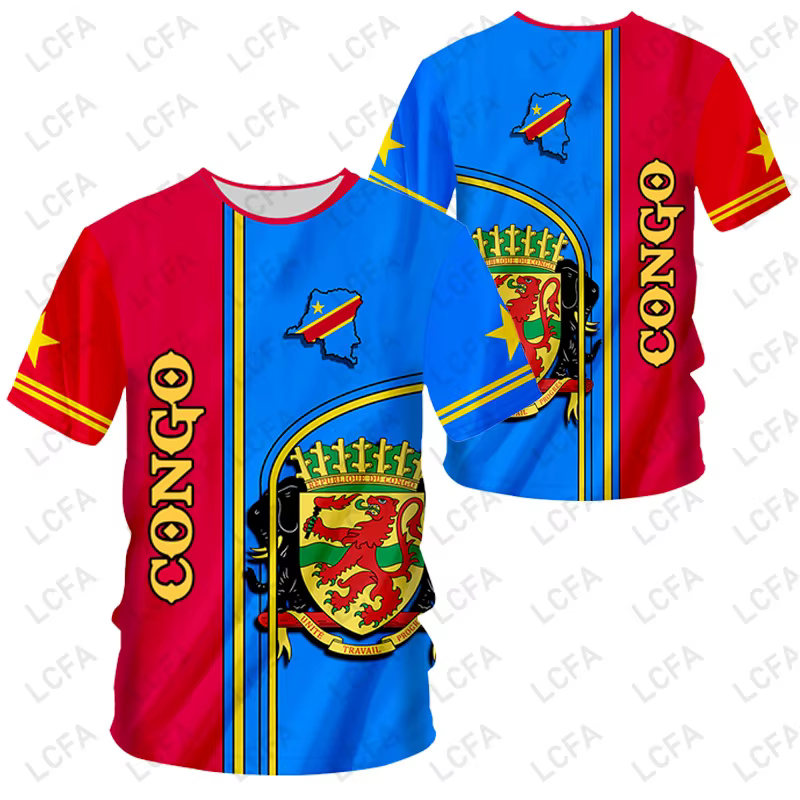 Nom personnalisé numéro république démocratique du Congo drapeau emblème 3D T-shirt hommes femmes t-