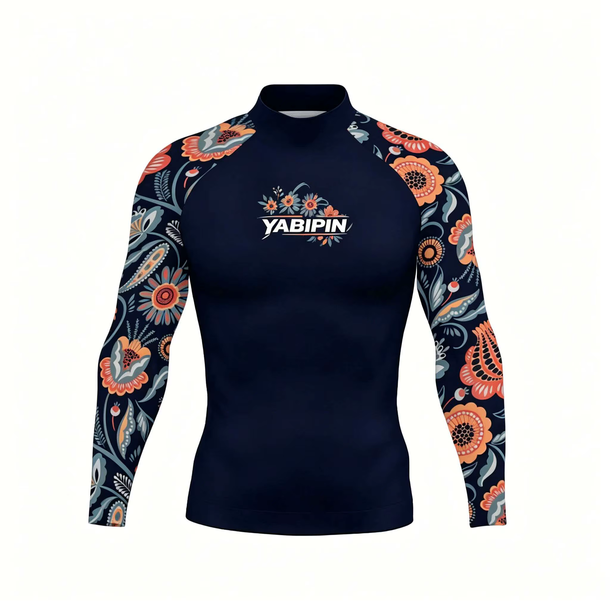 Rashguard à manches longues à séchage rapide pour homme avec col montant – T-shirt de plage anti-UV