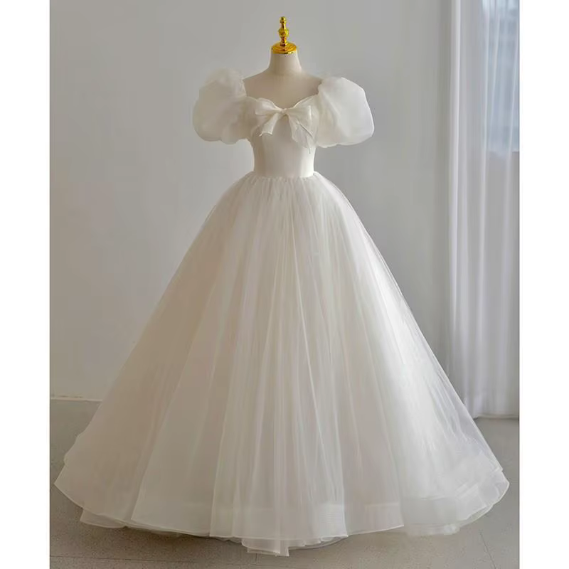 Robe de mariée légère à manches bulles, élégante, simplicité française, douce, Super immortelle, fil