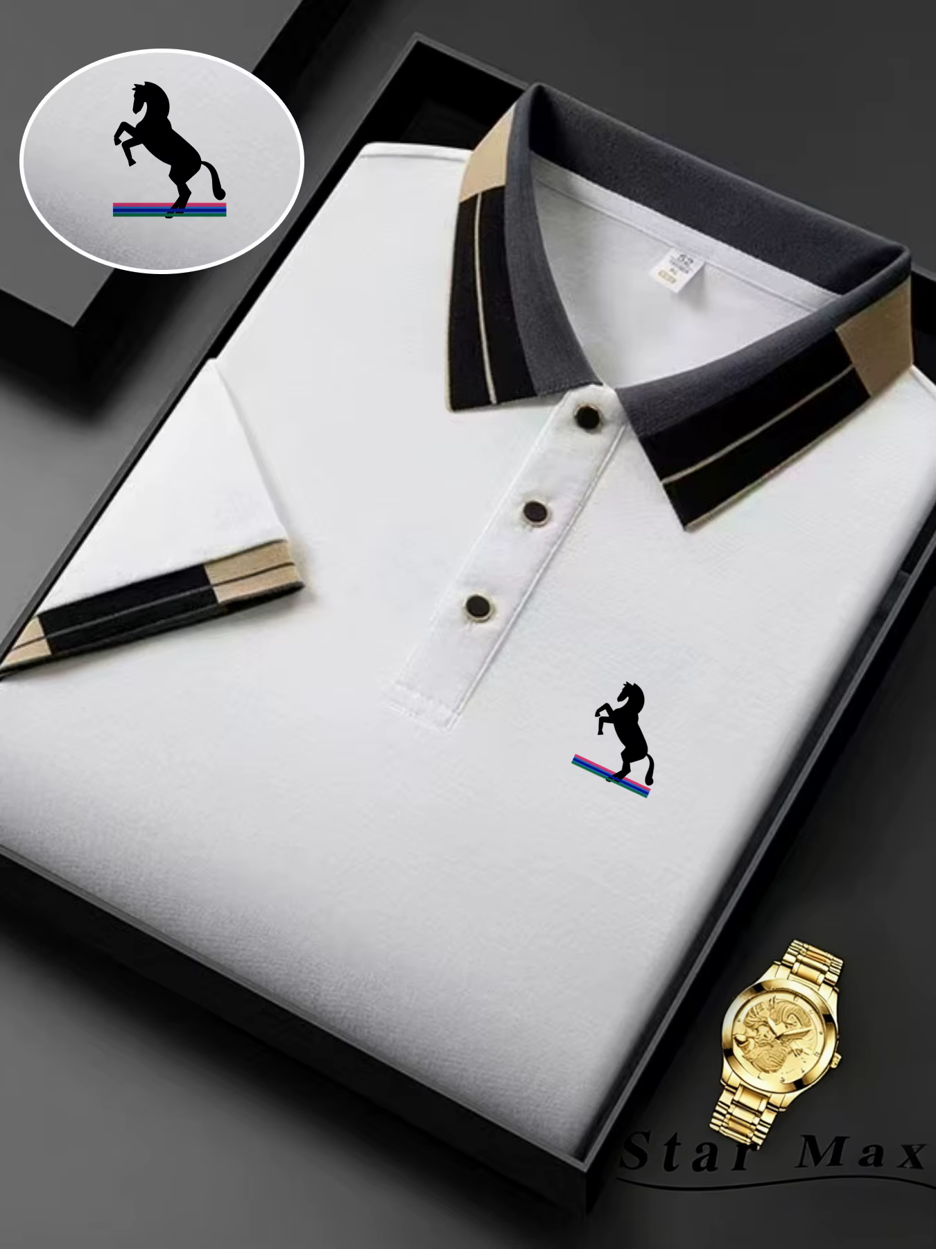 Polo homme luxe à manches courtes avec broderie cheval, style Milan, t-shirt décontracté été, vêteme