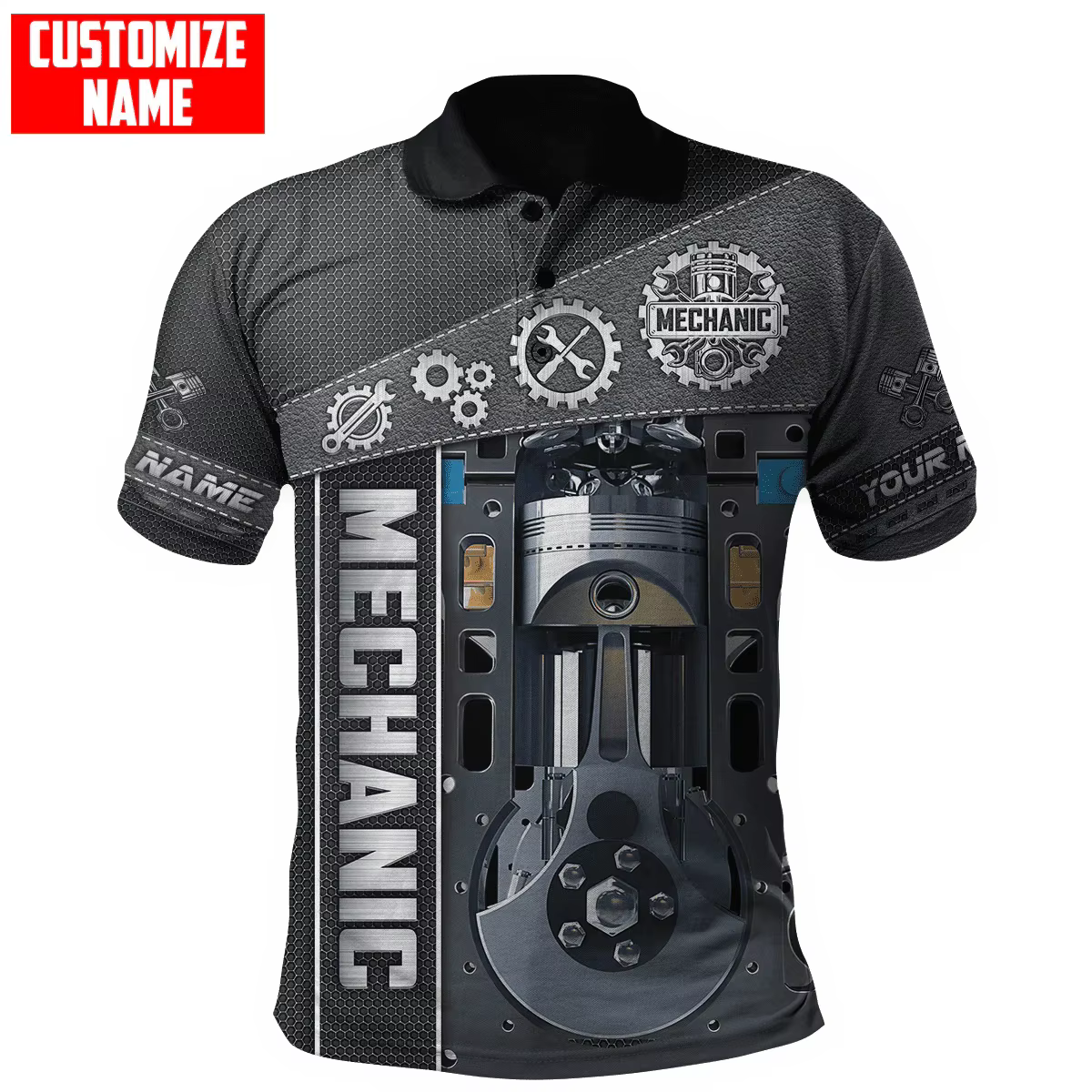 Polo à Manches Courtes avec Nom Personnalisé pour Homme, Vêtement Imprimé en 3D, Style Urbain, Décon
