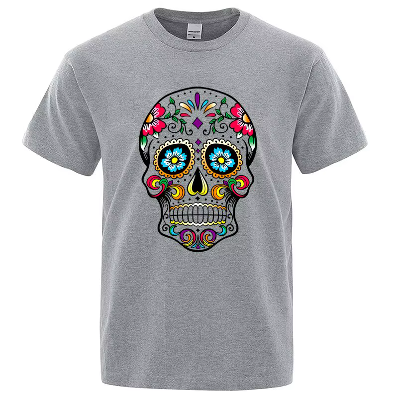 T-shirt homme haute qualité 100% coton Style de rue ample Cool crâne imprimé été hommes T-shirt déco