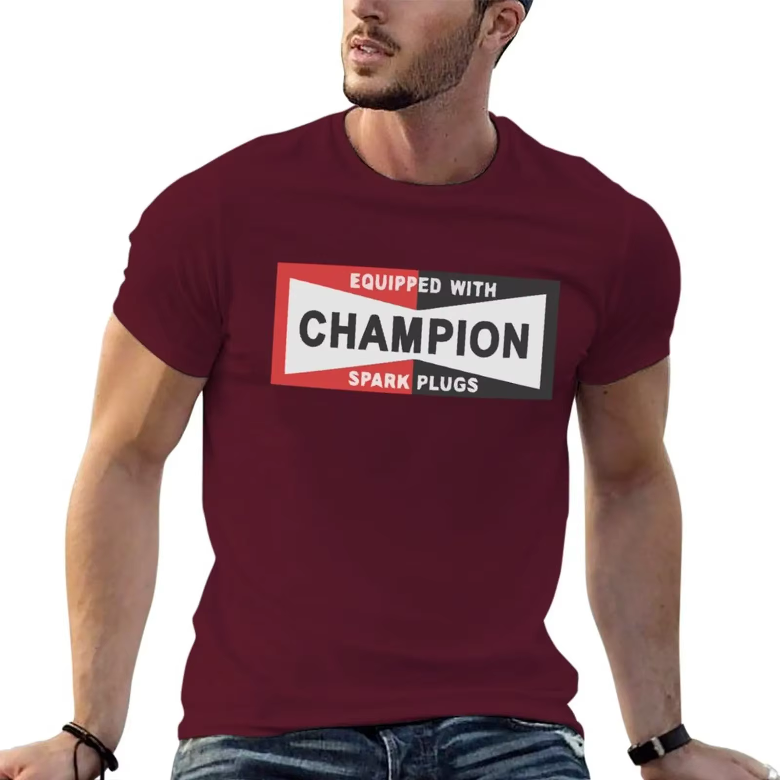T-shirt graphique de basket-ball pour hommes, The Champion Spark Plugs Racing Once Up A Time in Holi