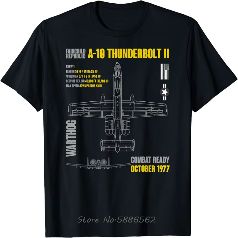 Avion militaire A-10 Thunderbolt II Warthog USAF T-Shirt unisexe coton T-Shirt Fitness T-Shirt surdi