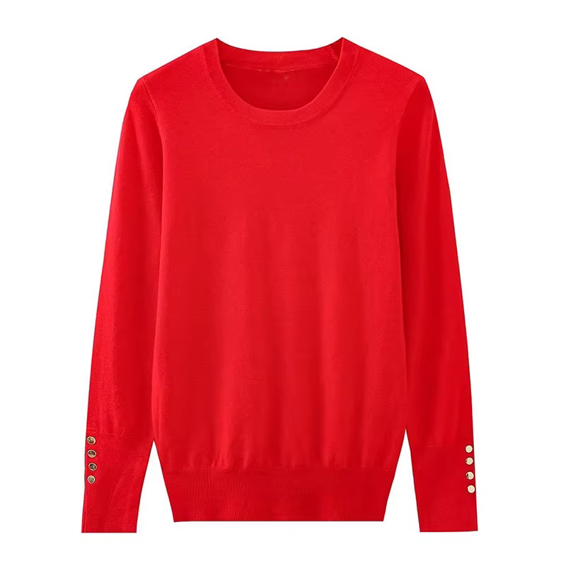YENKYE automne femmes solide col rond à manches longues basique tricot pull décontracté hauts pullov
