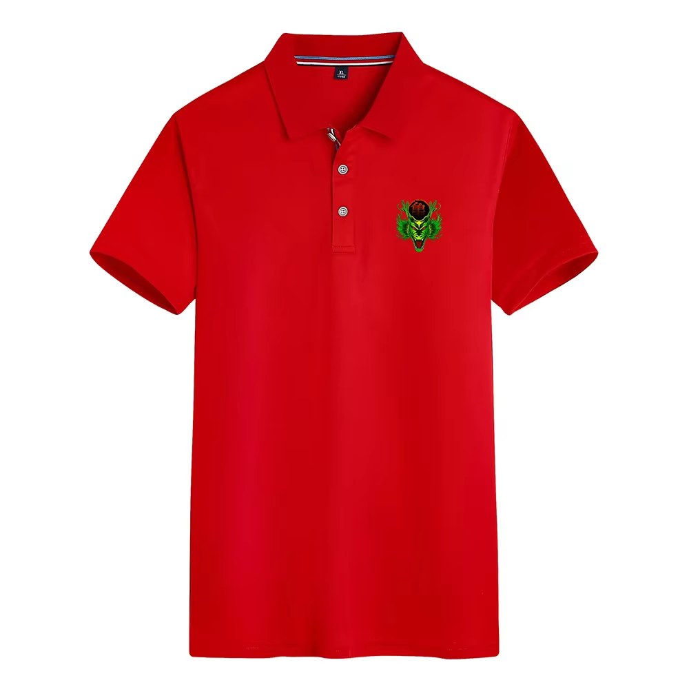 Polo décontracté confortable pour homme avec logo imprimé motif animal, haut à manches courtes