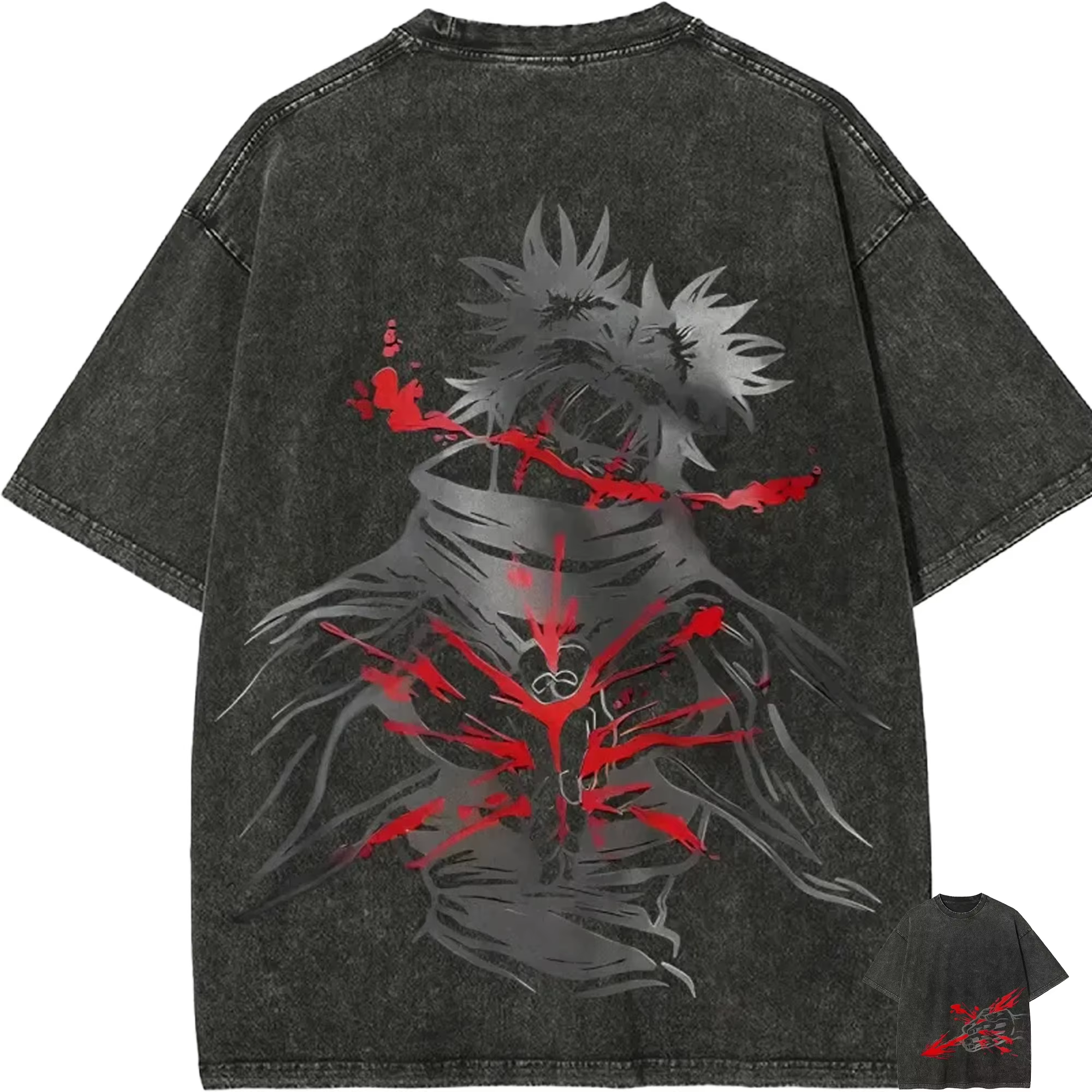 T-shirt Jujutsu Kaisen Choso pour homme, manipulation du sang, vintage, délavé à l'acide, streetwear