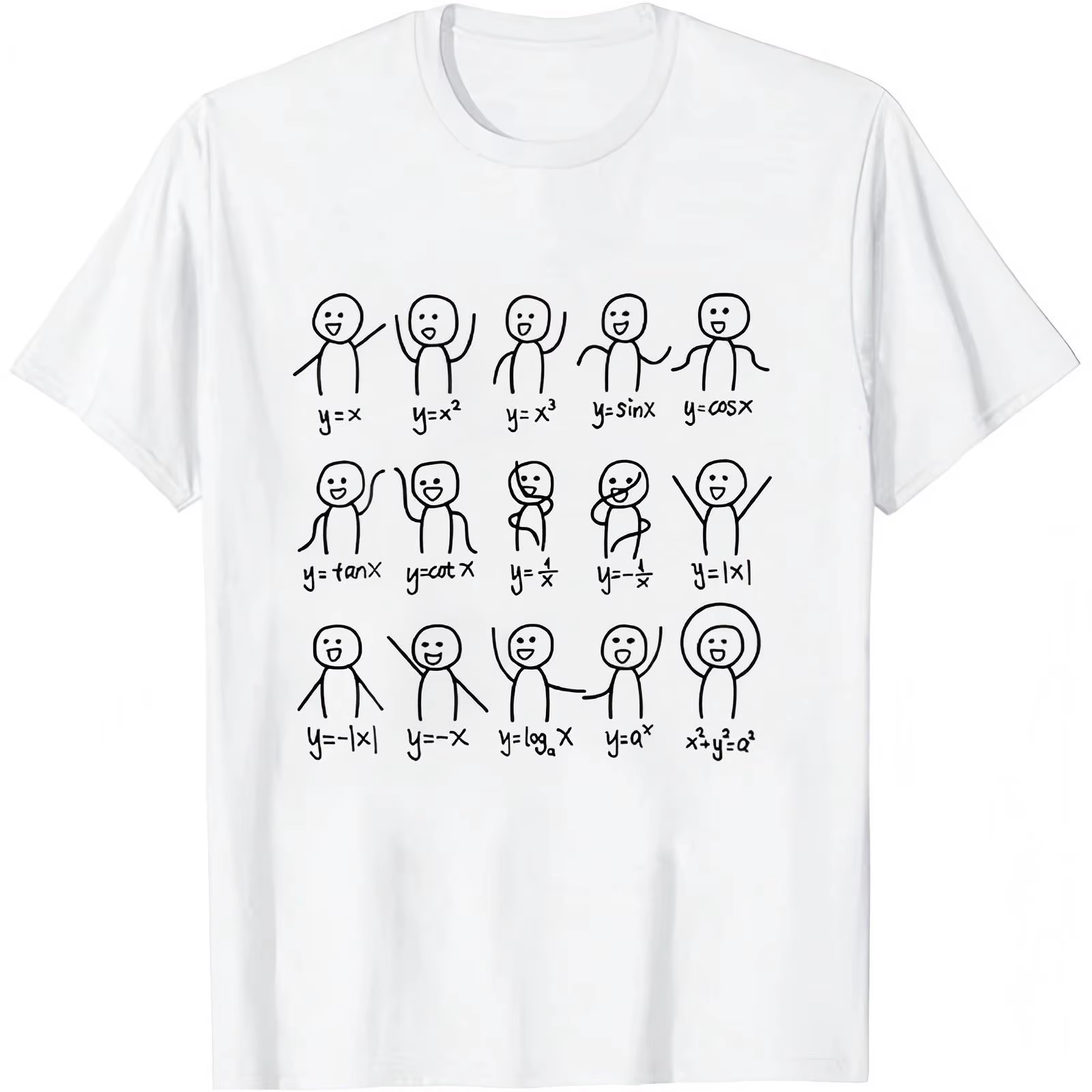 T-shirt pour enseignant, haut à motif de dessin animé avec équation mathématique, tenue décontractée