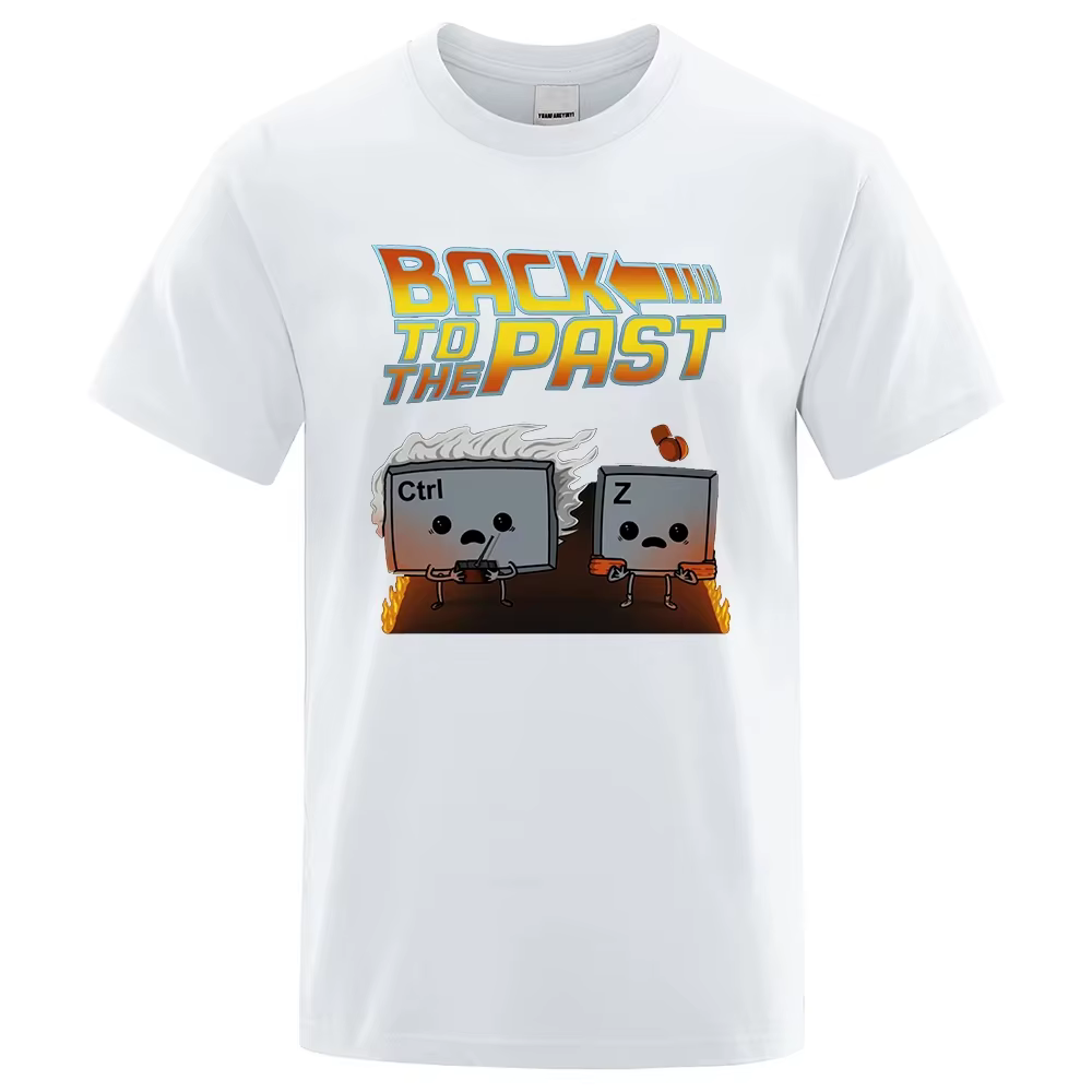 Retour au passé film T-Shirt hommes drôle Ctrl Z imprimé manches courtes été coton vêtements de spor