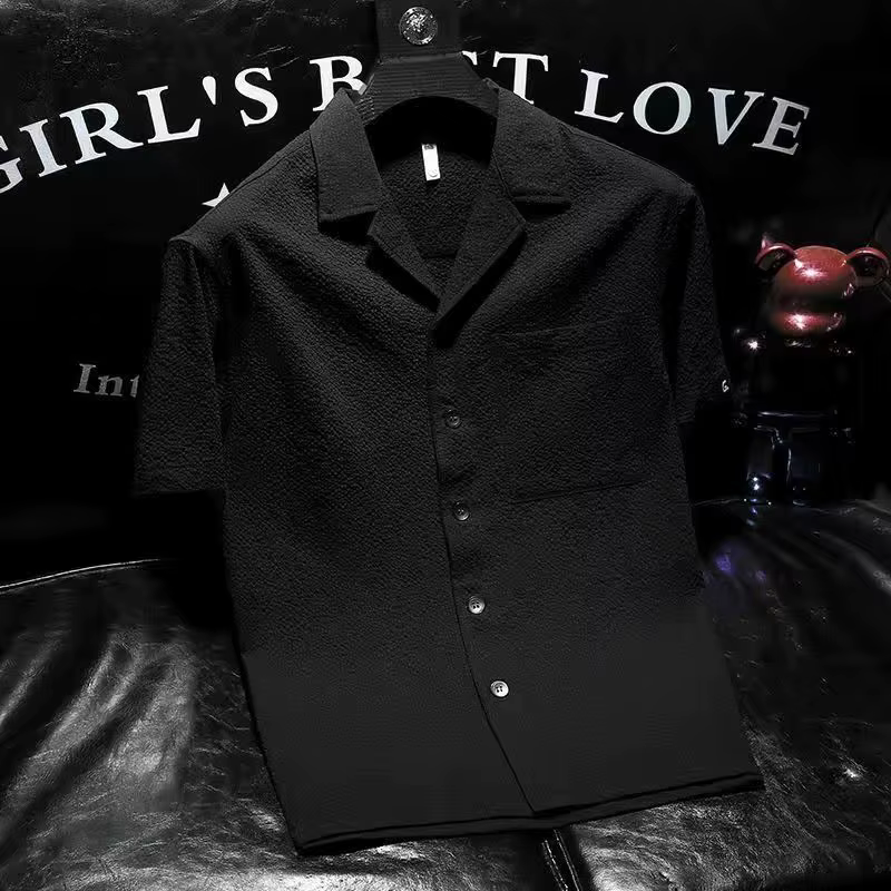 Chemise à Manches Courtes et Col Cubain pour Homme, Vêtement Polyvalent, Personnalisé, à la Mode, de