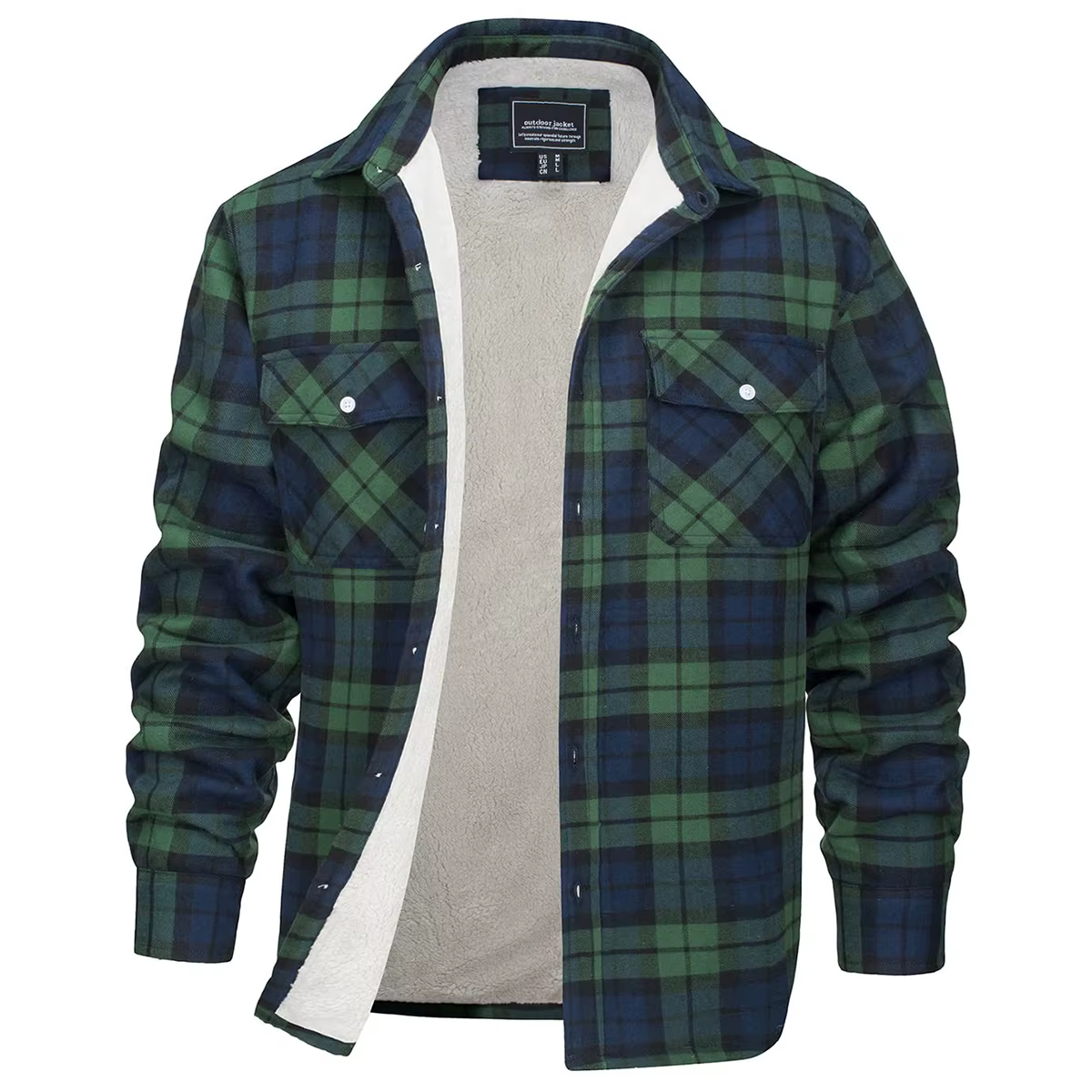 TACVASEN Veste en flanelle à carreaux pour homme, doublure polaire Sherpa, manteau de travail chaud